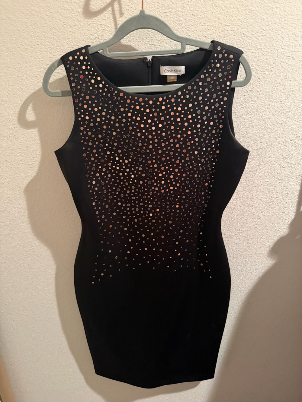 Calvin Klein Black Sleeveless Stud-Embellished Mini Dress